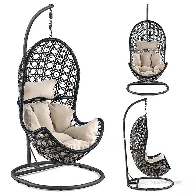 Modern Double Sofa With Rattan Weave Structure And Soft Beige Cushions For Cozy Living Room 3d model 