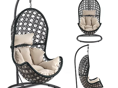 Modern Double Sofa With Rattan Weave Structure And Soft Beige Cushions For Cozy Living Room 3d model