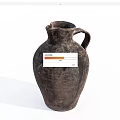 Ancient Handcrafted Ceramic Jug With Rustic Brown Texture And Handle 3d model