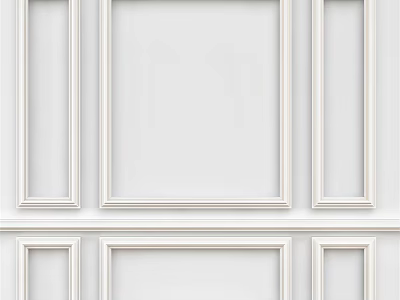 White Interior Wall With Decorative Lines And Rectangular Frames Design 3d model