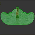 Light Blue Sculpture With Carved Cloud Patterns And Flower Designs Featuring Rusty Metal Central Part