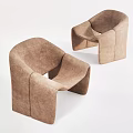 Modern Brown Velvet Leisure Chairs With Curved Structure And Minimalist Design
