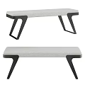 Modern Gray Linen Sofa Bench With Black Metal Legs And Padded Upholstered Seat