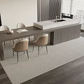 Modern Dining Table Set With Wooden Top And Leather Chairs Metal Legs