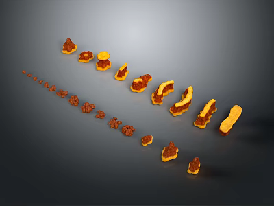 Natural Wood and Stone Decorative Pieces with Various Shapes and Textures 3d model