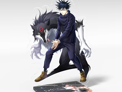 Anime Character And Wolf Acrylic Stand Decorative Ornament Set For Collectors 3d model