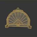 Decorative Arched Wooden Furniture With Radiating Stripes Intricate Grid Frame And Classic Design
