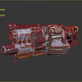 Futuristic Heavy Weapon Design Featuring Mechanical Cannon Barrel Metallic Structure And Glowing Details