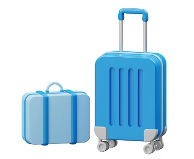 Two Blue Suitcases Small with Handle Straps and Large with Wheels and Retractable Handle 3d model