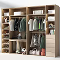 Spacious Light Wooden Wardrobe With Multifunctional Storage Zones For Storing Clothes Shoes And Daily Items