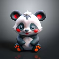Cute Cartoon Panda 3D Model Game Movie Character With Red Cheeks And Paws