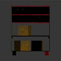 Stylish Red Entryway Console Cabinet with Drawers Shelves and Storage Boxes