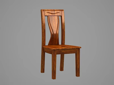 Wooden Dining Chair with Unique Curved Backrest Design Solid Wood Construction Modern Home Furniture 3d model