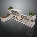 Outdoor Landscape Structure With Stone Planters Colorful Plants And Concrete Steps