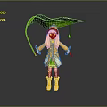 Little Girl In Yellow Raincoat And Hat Holding Large Green Leaf Umbrella With Bell