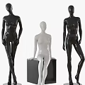 Black and White Mannequins with Standing and Seated Poses for Retail