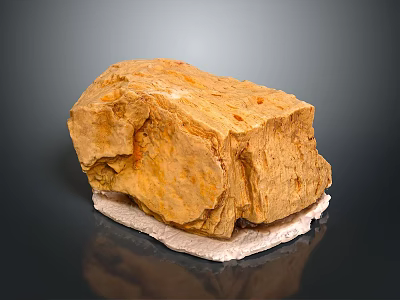 Natural Wood Stone With Yellowish Brown Color And Rough Natural Texture Displayed On White Base 3d model