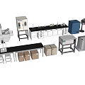 Industrial Equipment Setup With Workbenches Machines Cabinets And Storage Units