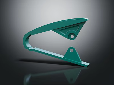 3D Rendered Green Metal Clamp Mechanical Part With Smooth Surface On Black Reflective Background 3d model