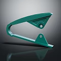 3D Rendered Green Metal Clamp Mechanical Part With Smooth Surface On Black Reflective Background