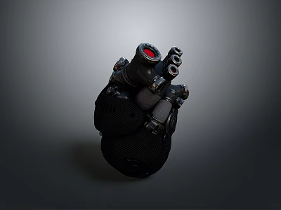Advanced Mechanical Heart Medical Device With Black Body Red Components And Tubular Structure 3d model