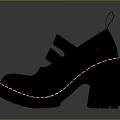 Stylish Black Platform Shoes With Yellow Stitching Chunky Heel And Buckle Design For Daily Use