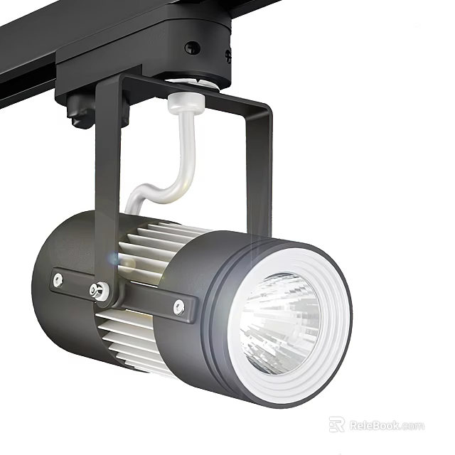 Modern Black Downlight Spotlight With Heat Sink And White LED Light 3d model