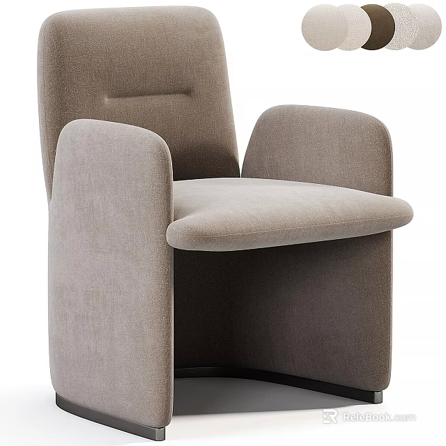 Modern Beige Upholstered Lounge Chair With Comfortable Seat Soft Armrests And Sleek Design 3d model 