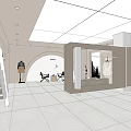 Modern Minimalist Clothing Store Interior With Clothing Racks Sofa And Mirror