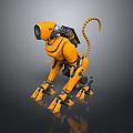 Yellow Mechanical Robot Dog Featuring Spiral Tail And Robotic Legs Design