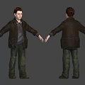 3D Male Character Design With Front And Back View In Brown Jacket And Green Pants