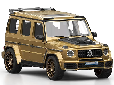 Golden Off Road SUV With Black Roof Rack Bronze Wheels And Rugged Body Design 3d model