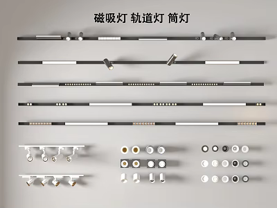 Modern Magnetic Lights Track Lights Downlight Spotlight Combination 3d model