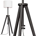 Modern Black Tripod Floor Lamp With White Shade For Interior Lighting