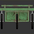 Unique Vintage Green Cart With Weathered Wooden Surface And Metal Wheels