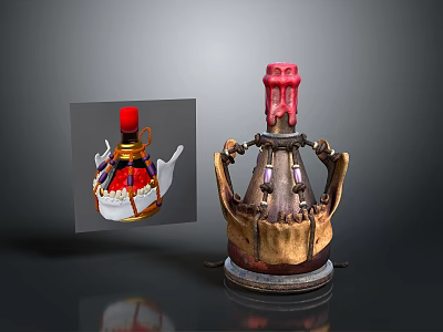 Colorful Decorative Household Containers With Red Wax Top And Intricate Golden Base Design 3d model