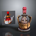 Colorful Decorative Household Containers With Red Wax Top And Intricate Golden Base Design
