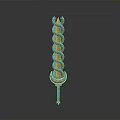 Ornate Spiral Design Sword With Gold Green Accents And Decorative Hilt