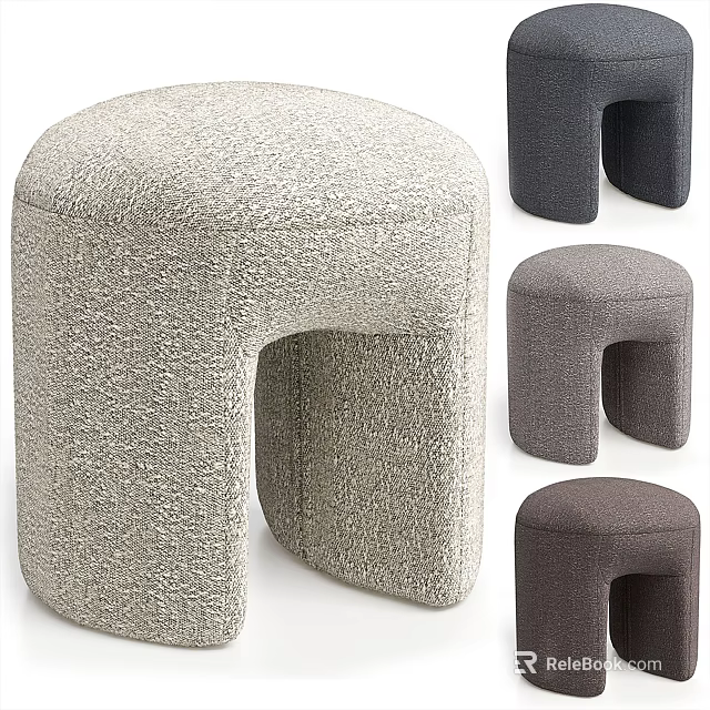 Textured Fabric Sofa Stools In Multiple Gray Tones For Living Room Decor 3d model