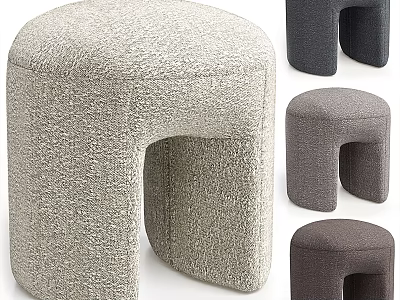 Textured Fabric Sofa Stools In Multiple Gray Tones For Living Room Decor 3d model