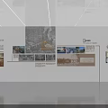 Exhibition Wall Display With Organized Images Text Descriptions And Information Panels
