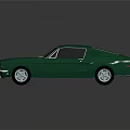 Shiny Green Vintage Sports Car with Classic Design on Dark Background and Reflection