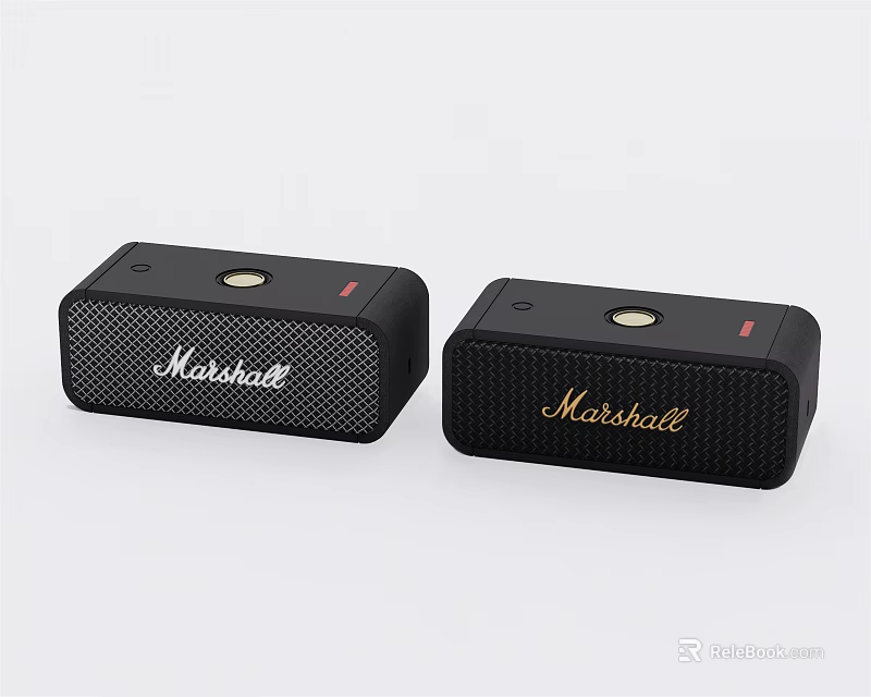 Marshall Black Portable Speakers With Stylish Design And High Quality Sound 3d model 
