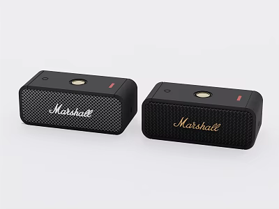 Marshall Black Portable Speakers With Stylish Design And High Quality Sound 3d model