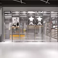 Sports Clothing Store With Mannequins Clothes On Rack And Sports Life Theme
