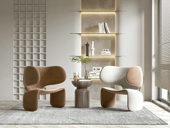 Quiet leisure table and chair combination single chair 3d model