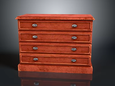 Solid Wooden Chest of Drawers with Five Drawers and Metal Handles Design 3d model