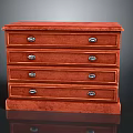 Solid Wooden Chest of Drawers with Five Drawers and Metal Handles Design