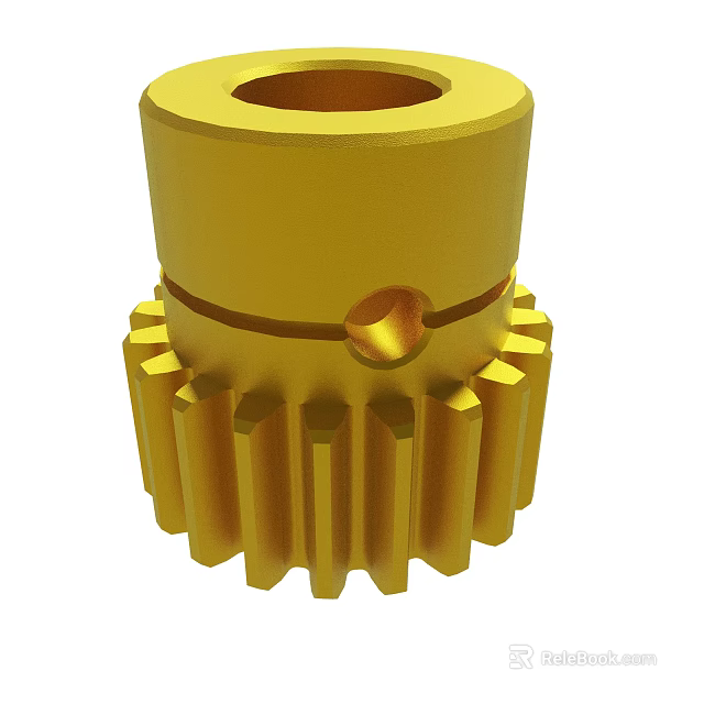 Yellow Mechanical Gear With Tooth Structure And Central Hole Design 3d model