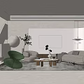 Modern Living Room Interior Design With Beige Sofa Accent Chair Coffee Table And Gray Rug